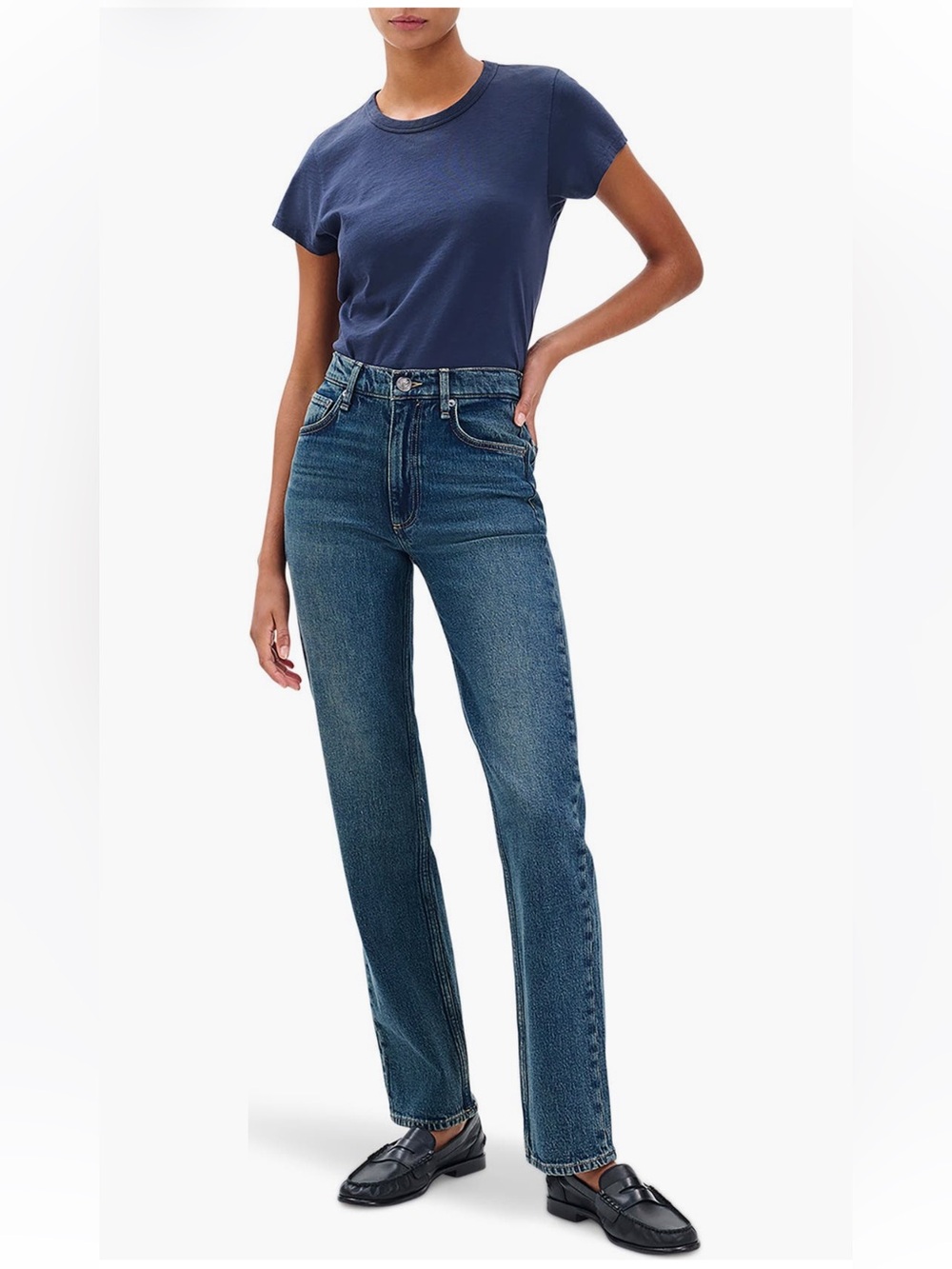 Rag & Bone Harlow Mid Rise Straight Leg Jeans Shade Ness Size 28
